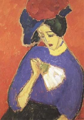 Alexei Jawlensky Woman with a Fan (mk09) France oil painting art